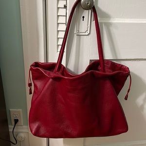 Large red leather Furla bag